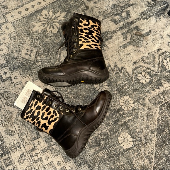 UGG Women's Dark Brown and Leopard Print Winter Boots - Picture 5 of 11